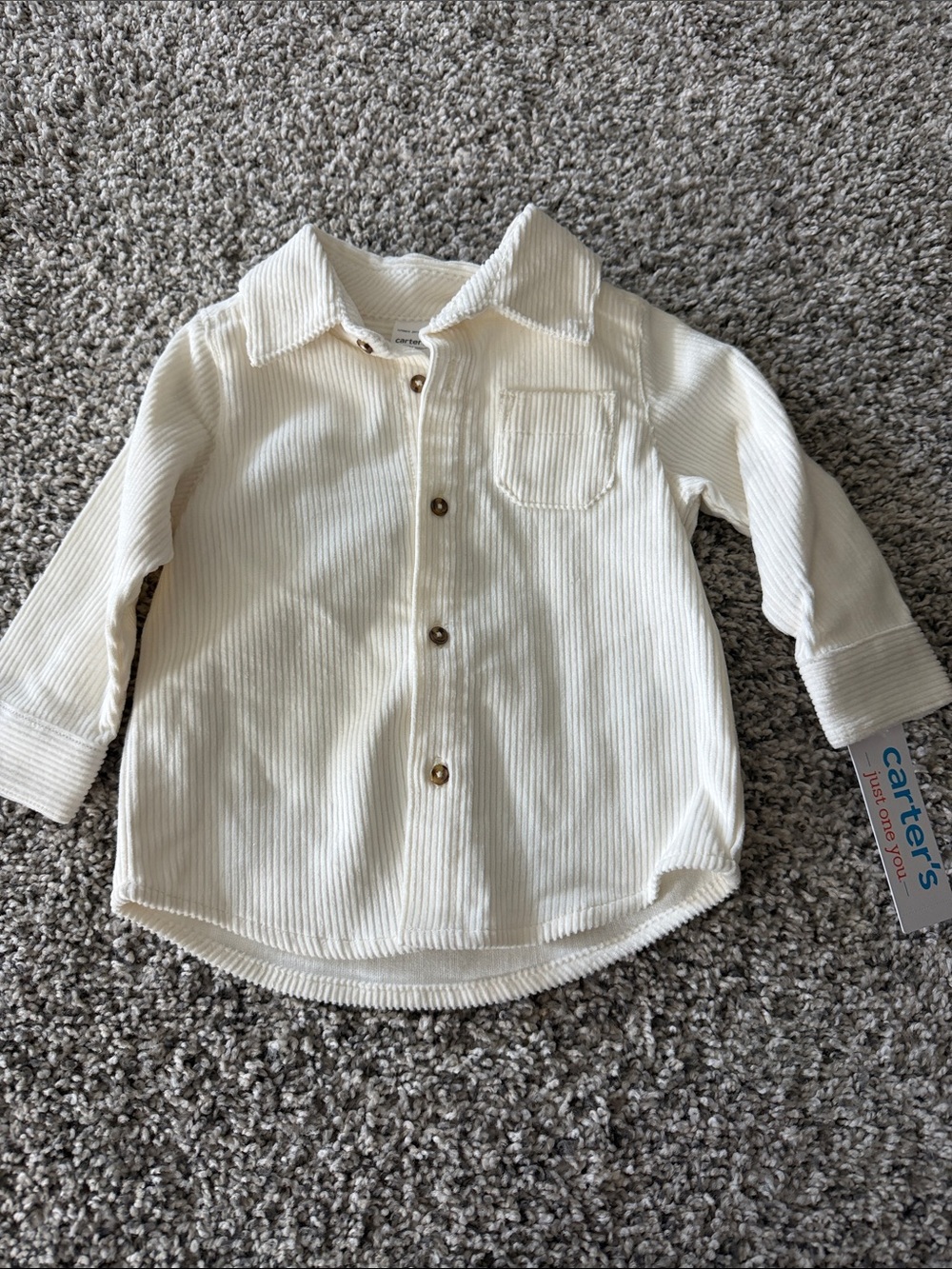 Carter's Cream Corduroy Button-Front Shirt Thick Material/Warm
